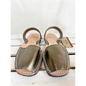 NWT Pons Pewter Open Toe Heel Strap Fishermen's Sandals #1057 Womens 6